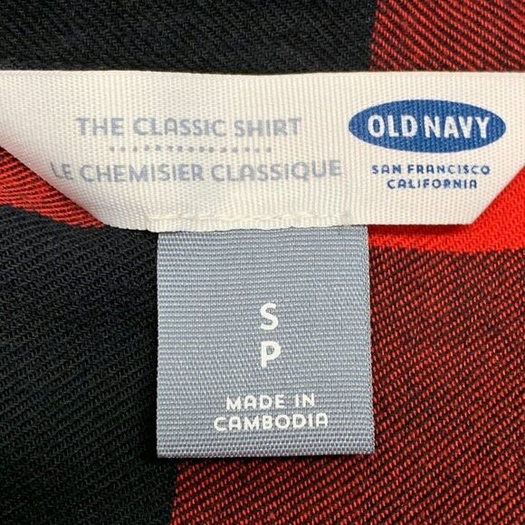 Old Navy Shirt sz S Button Front Check Flannel Red The Classic Shirt Women's - Picture 5 of 6